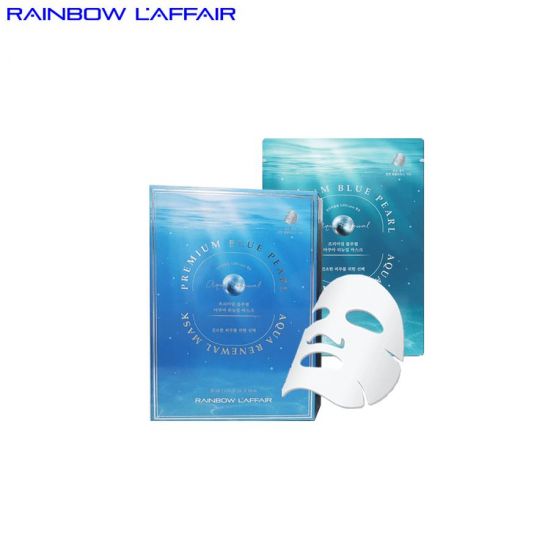 Hộp 10 mặt nạ ngọc trai dùng cho da khô Rainbow L’affair  Blue Pearl Aqua Renewal Mask